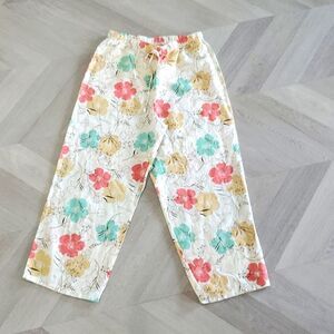 Marc Ware, Hot Cotton Floral Palazzo Linen Pant, Size Med